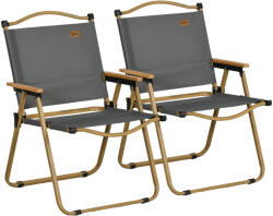 Outsunny Set 2 Scaune de Camping Pliabile cu Cotiere, 54x59x78 cm, Gri Închis | Aosom Romania (A20-317V01CG)