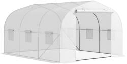 Outsunny Seră Tunel pentru Grădină cu 6 Ferestruici și Ușă Rulantă, Seră pentru Grădină din Oțel, 3, 5x3x2 m, Alb | Aosom Romania (845-417)