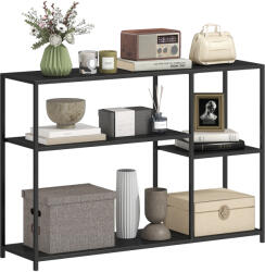 HOMCOM Consolă meuble îngustă cu 4 nivele stil industrial cadru din oțel, 110 x 30 x 75 cm, negru | Aosom Romania (837-554V00BK)