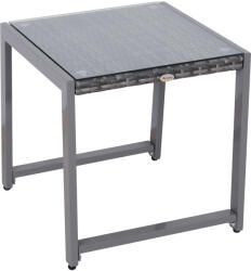 Outsunny Masă de Cafea pentru Terasă și Grădină cu Cadru din Aluminiu și Ratan PE, Suprafață Acoperită cu Sticlă, 50x50x50cm, Gri | Aosom Romania (867-033) Masa de cafea