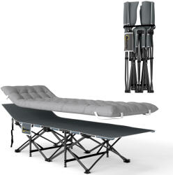 Outsunny Pat de camping pliabil cu saltea, Pat pliant, buzunar lateral și sac integrat, 185 x 68 x 37 cm, gri deschis | Aosom Romania (A20-515V00LG)
