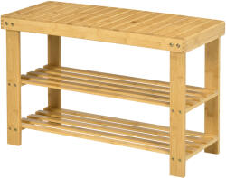 HomCom Pantofar tip Băncuță pentru Hol cu 3 Niveluri, 70x28x45 cm, Lemn natural | Aosom Romania (837-320V00ND) Pantofar