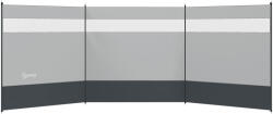Outsunny Paravan împotriva vântului pentru camping, pliabil și portabil, cu sac de transport și stâlpi din oțel dim. 440 cm x 140 cm gri deschis | Aosom Romania (A20-406V00LG)