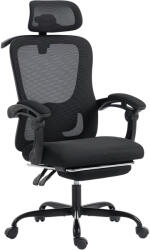 HomCom Scaun de birou ergonomic, fotoliu din plasă cu tetieră reglabilă, suport lombar, 64x64x124cm, negru | Aosom Romania (921-942V00BK)