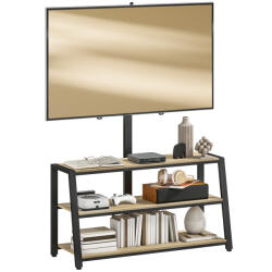 HomCom Mobilier TV cu suport pentru televizoare de la 32 la 70 de inci, rafturi deschise, unghi ajustabil 35°, 108x41x135cm, efect lemn natural | Aosom Romania (83B-288V80ND)