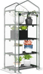 Outsunny Sera pentru Balcon Compacta cu 4 Rafturi pentru Plante, Sera pentru Gradina cu Acoperis din PVC Transparent, 70x50x160cm | Aosom Romania (845-228V03)