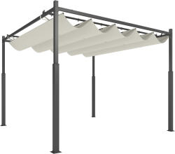 Outsunny Pergola de grădină exterioară 3 x 3 m cu acoperiș retractabil și fixare magnetică, adăpost solar UPF30+, crem | Aosom Romania (84C-570V01CW)