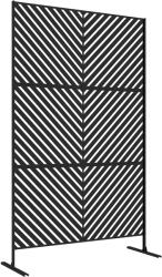 Outsunny Panou-paravan decorativ exterior cu model geometric decupat din metal - 122 x 45 x 198 cm, negru | Aosom Romania (844-744V00BK)