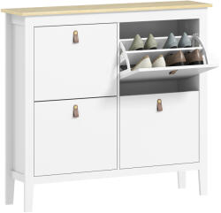 HomCom Pantofar Slim cu 4 Sertare pentru 20 Perechi de Pantofi, Mărime EU44 și Separatoare Reglabile, 105x24x95, 5 cm, Alb | Aosom Romania (837-578V02WT) Pantofar