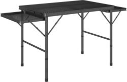 Outsunny Masă de camping pliabilă cu 2 rafturi laterale, înălțime reglabilă pentru camping, picnic, grătar, negru | Aosom Romania (A20-504V00BK)