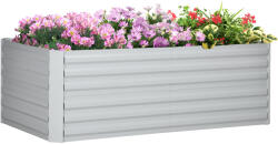 Outsunny Ghiveci de plante, Pat de flori portabil pentru plantare, îngrijire și crescere, Pat înalt, Oțel, Gri deschis | Aosom Romania (845-774V00LG)