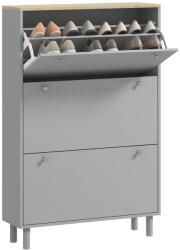 HomCom Mobilier pentru pantofi 24 perechi cu 3 sertare rabatabile si rafturi reglabile, 80x23, 5x121 cm, gri | Aosom Romania (837-403V80GY) Pantofar