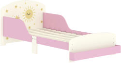 AIYAPLAY Pat copii mic, cadru cu design stele și spațiu de depozitare, roz | Aosom Romania (313-024V80PK)