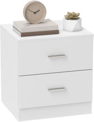 HOMCOM Masa de noapte cu 2 sertare mâner din aliaj de aluminiu stil contemporan 45 x 39, 5 x 49 cm alb | Aosom Romania (831-425)