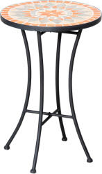Outsunny Masă Rotundă Laterală Ø35, 5cm - Masă de Patio Impermeabilă cu Design Mozaic, Măsuță din Metal pentru Living, Birou, Interior și Exterior - Galben și Gri | Aosom Romania (84B-851)
