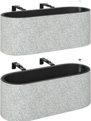 Outsunny Set 2 ghivece suspendate jardiniere cu orificiu de scurgere și cârlige 42 x 16 x 15 cm gri deschis | Aosom Romania (84H-671V00GY)