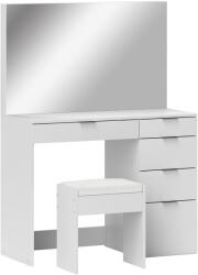 HOMCOM Set Masă de Toaletă cu Oglindă și 5 Sertare și Taburet de Machiaj Tapițat, 97, 2x44, 5x136, 5 cm, Alb | Aosom Romania (831-750V80WT)