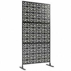Outsunny Panou despărțitor decorativ pentru intimitate exterior Claustra decorativă pentru grădină 3 panouri cu model geometric Oțel 92x40x192cm Negru | Aosom Romania (84J-180V00BK)