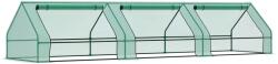 Outsunny Seră pentru Grădină Impermeabilă și Rezistentă la UV cu 3 Ferestre Rulante, 400x100x80 cm, Verde | Aosom Romania (845-307V01GN)