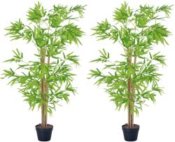 Outsunny Lot de 2 bambusi artificiali Inaltime 1, 5 m 644 Frunze dense realiste Ghiveci Inclus Negru cu Lichen Verde | Aosom Romania (844-338V02GN)