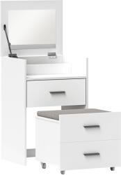 HOMCOM Masă de Machiaj Alb Masă de Toaletă cu Oglindă Rabatabilă, Taburet Detașabil și Lavabil, 50x41.5x75 cm | Aosom Romania (831-926V00WT)
