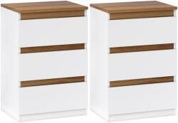 HOMCOM Set de 2 Mesite de Noapte Înguste de 3 Sertare Comode pentru Sufragerie Hol 40x30x59, 5 cm Alb | Aosom Romania (831-995V01WT)