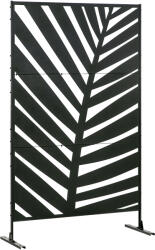 Outsunny Panou de Intimitate pentru Exterior din Metal, 122 x 198 cm, Separator Decorativ cu Suport și Șuruburi de Expansiune, Panou Autoportant pentru Grădină, Terasă, Piscină, Frunză de Bananier | Aosom Roma