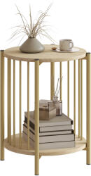 HOMCOM Masa laterală, masă de cafea cu 2 nivele cu raft de depozitare și cadru din oțel, Ø 41 x 49 cm efect lemn natural | Aosom Romania (83B-456V00ND)