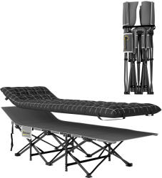 Outsunny Pat de camping pliabil cu saltea, buzunar lateral și husă integrată Pat de camping material Oxford 190 x 67 x 37 cm Negru | Aosom Romania (A20-517V00BK)