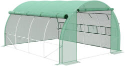 Outsunny Șopron de folie, Seră, umblabil, Fereastră plasă, Cadru metalic, 4x3x2m, Verde | Aosom Romania (845-612V01GN)