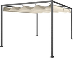 Outsunny Pergolă Gazebo 3x2 m cu Acoperiș Retractabil, Orificii de Drenaj, Țăruși și Șuruburi, Pergolă din Metal și Poliester pentru Exterior, Crem | Aosom Romania (84C-175V00CW)