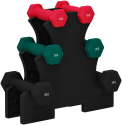 SPORTNOW Set de haltere hexagonale cu suport de haltere, pentru fitness, 2 x 1kg, 2 x 2kg, 2 x 3kg | Aosom Romania (A91-317V01MX)