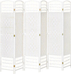 HomCom HOMCOM, Paravan interior, 6 panouri pliabile, 242L x 170H cm, lemn de plop, bambus, fibre de hârtie împletită, alb pai | Aosom Romania (830-310)