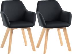 HomCom Scaune de Masă, Set de 2, Design Modern, Design de Catifea, Lemn de Cauțiuc, 54x57x80 cm, Negru | Aosom Romania (835-728V00BK)