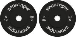 SPORTNOW Set 2 Discuri Greutăți 2x5 kg din Cauciuc cu Orificiu de 5 cm pentru Gantere și Grijuri, Ø45x2 cm, Negru | Aosom Romania (A91-374V01BK)