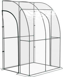 Outsunny Seră de Grădină adosată seră adosată 2 uși rulante cu fermoar oțel PVC transparent | Aosom Romania (845-592V03CR)