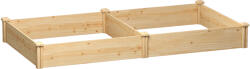 Outsunny Grădină Ridicată de Exterior cu Separator Central și Bază Deschisă, Jardinieră din Lemn de Brad, pentru Flori, Legume, Balcon sau Grădină, 235x121x26 cm, Culoare Lemn | Aosom Romania (84H-476V00ND)