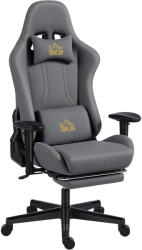 HomCom Scaun gaming ergonomic, fotoliu gamer cu cotiere 3D, spătar înclinabil, înălțime reglabilă, 72x76x132cm, gri | Aosom Romania (921-863V00CG)