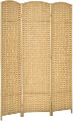 HomCom Paravan Interior Pliabil cu 3 Panouri Împletit din PP și Lemn de Pin, 135x1, 7x180 cm, Lemn Natural | Aosom Romania (830-816V00ND)
