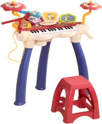 AIYAPLAY Orgă Pian 2 în 1 pentru Copii cu Set de Tobe, Instrument Muzical Electronic, Sunete Multiple, Lumini, 74x32.2x71cm | Aosom Romania (390-024V00MX)