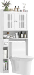 HomCom Mobilier WC deasupra toaletei mobilier baie cu dulap cu două uși și suport pentru hârtie 80x19, 5x170cm alb | Aosom Romania (834-853V00WT)