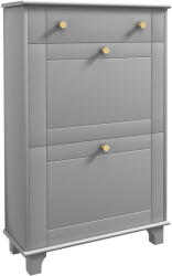 HomCom Mobilier Pantofar Ingust cu 2 Usi Basculante si 1 Sertar pentru 8 Perechi de Pantofi 60x23, 5x98, 5 cm Gri | Aosom Romania (837-387V80GY) Pantofar