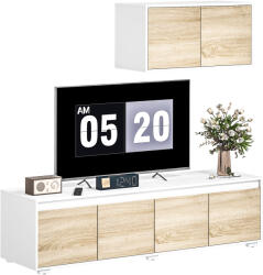 HomCom Set de 2 Piese pentru Televizor cu Dulap de Perete, Unitate de Divertisment Independenta pentru Televizoare, Natur HOMCOM | Aosom RO (839-711V00ND)