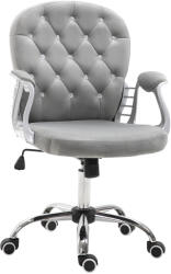 HomCom Vinsetto Scaun de birou, Scaun de birou ergonomic cu braț, Spătar capitonat, Înălțime reglabilă, Scaun de calculator cu catifea, Foaier pentru biroul de acasă, Gri | Aosom Romania (921-169)