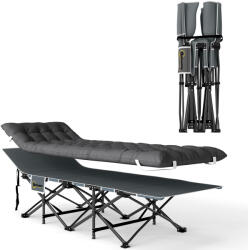 Outsunny Pat de camping pliabil cu saltea detașabilă suport pentru cap și husă de transport 196x68x37 cm Gri închis | Aosom Romania (A20-516V00CG)