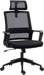 HomCom Scaun de Birou Ergonomic cu Tetieră, Înălțime Reglabilă și Funcție de Balansare, 60x64x102-112 cm, Negru | Aosom Romania (921-798V00BK)