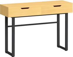 HOMCOM Consolă îngustă pentru hol cu 2 sertare, cadru metalic, pentru hol 110 x 35 x 76, 5 cm natur | Aosom Romania (837-700V00ND)