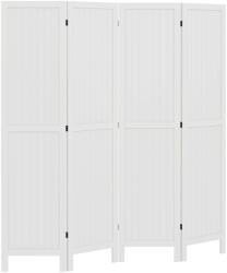 HomCom Paravan din lemn, separator de cameră, cloison interieur pliabil cu 4 panouri din lemn 160 x 170 cm alb | Aosom Romania (830-788V01WT)