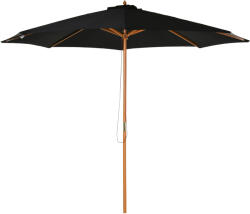 Outsunny Umbrelă de Grădină 3 m cu Stâlp din Lemn, 8 Spițe și Acoperire din Poliester, Neagră | Aosom Romania (840-065BK)