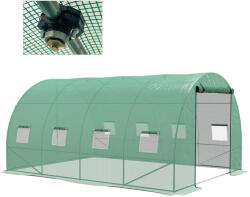 Outsunny Seră de Grădină Tunnel 12 m2 4L x 3l x 2H m Oțel îmbunătățit + PE Înaltă densitate 140 g/m2 8 ferestre Ușă înrolabilă Verde | Aosom Romania (845-949V01GN)